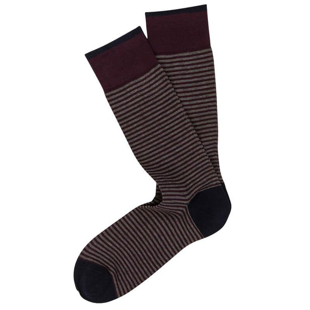 Palio Stripe Pima Cotton Lisle Mid Calf Socks - Men's