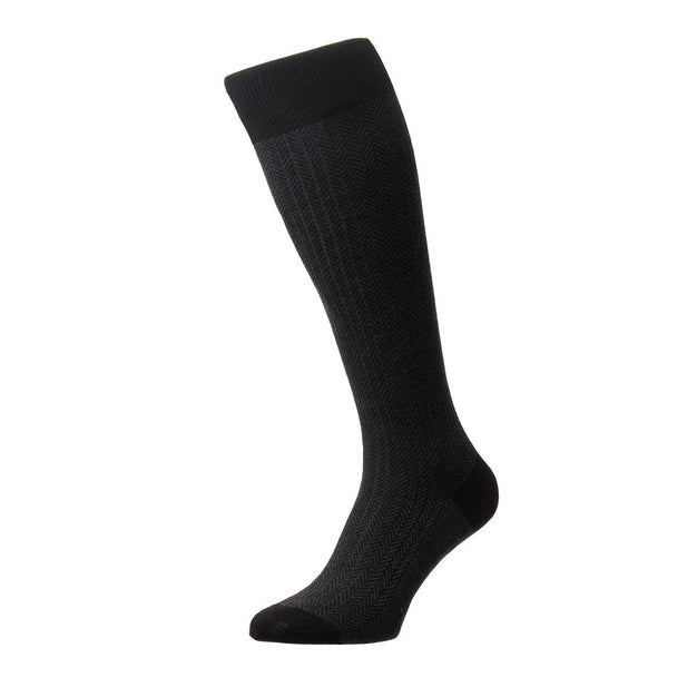 Fabian Herringbone Fil D'Ecosse Knee High Socks - Men's