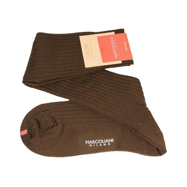 Extra Fine Merino Wool Ribbed Knee High Dress Socks - Men's