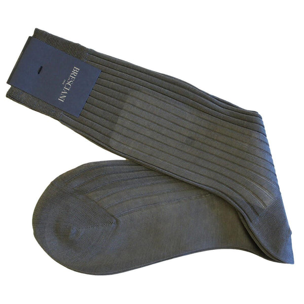 Cesare Egyptian Cotton Rib Mid-Calf Socks - Men's