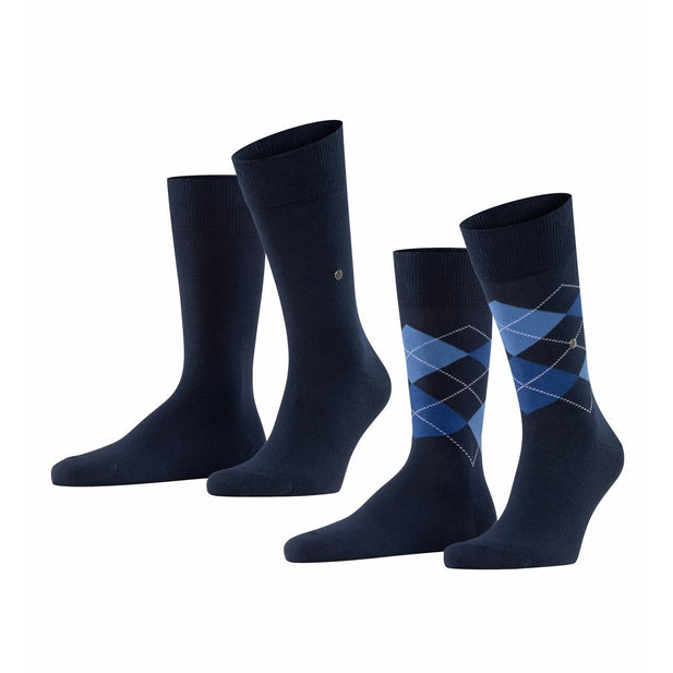 Everyday 2 Pack Argyle & Plain Socks - Men's