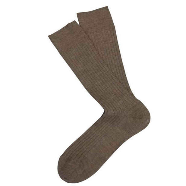 Extra Fine Merino Wool Ribbed Mid Calf Dress Socks - Men's