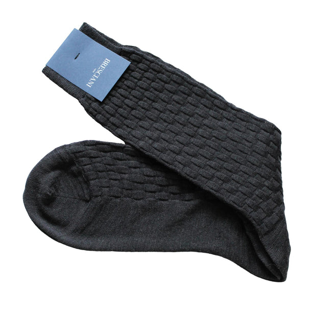 Basket Weave Merino Wool Socks - Men's