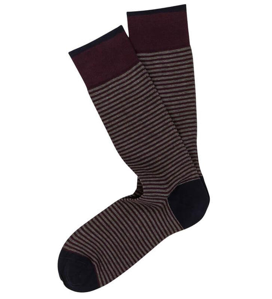 Palio Stripe Pima Cotton Lisle Mid Calf Socks - Men's