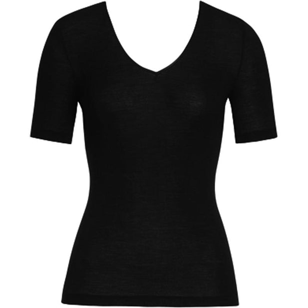 Woolen Silk Short Sleeve V Neck T-Shirt - Women's