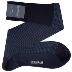 Leo Houndstooth Egyptian Cotton Knee High Socks - Men's