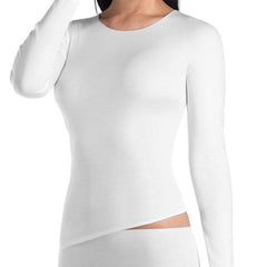 Cotton Seamless Long Sleeve Round Neck Shirt - Womens