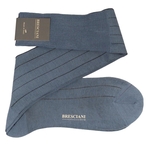 Leone Pinstripe Egyptian Cotton Knee High Socks - Men's-Outlet
