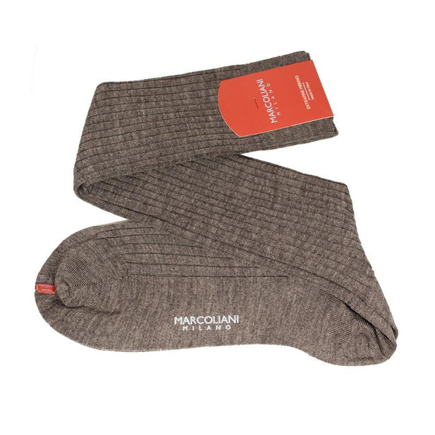 Extra Fine Merino Wool Ribbed Knee High Dress Socks - Men's