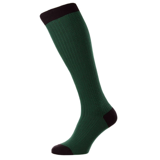 Fabian Herringbone Fil D'Ecosse Knee High Socks - Men's