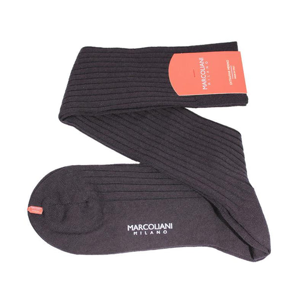 Extra Fine Merino Wool Ribbed Knee High Dress Socks - Men's