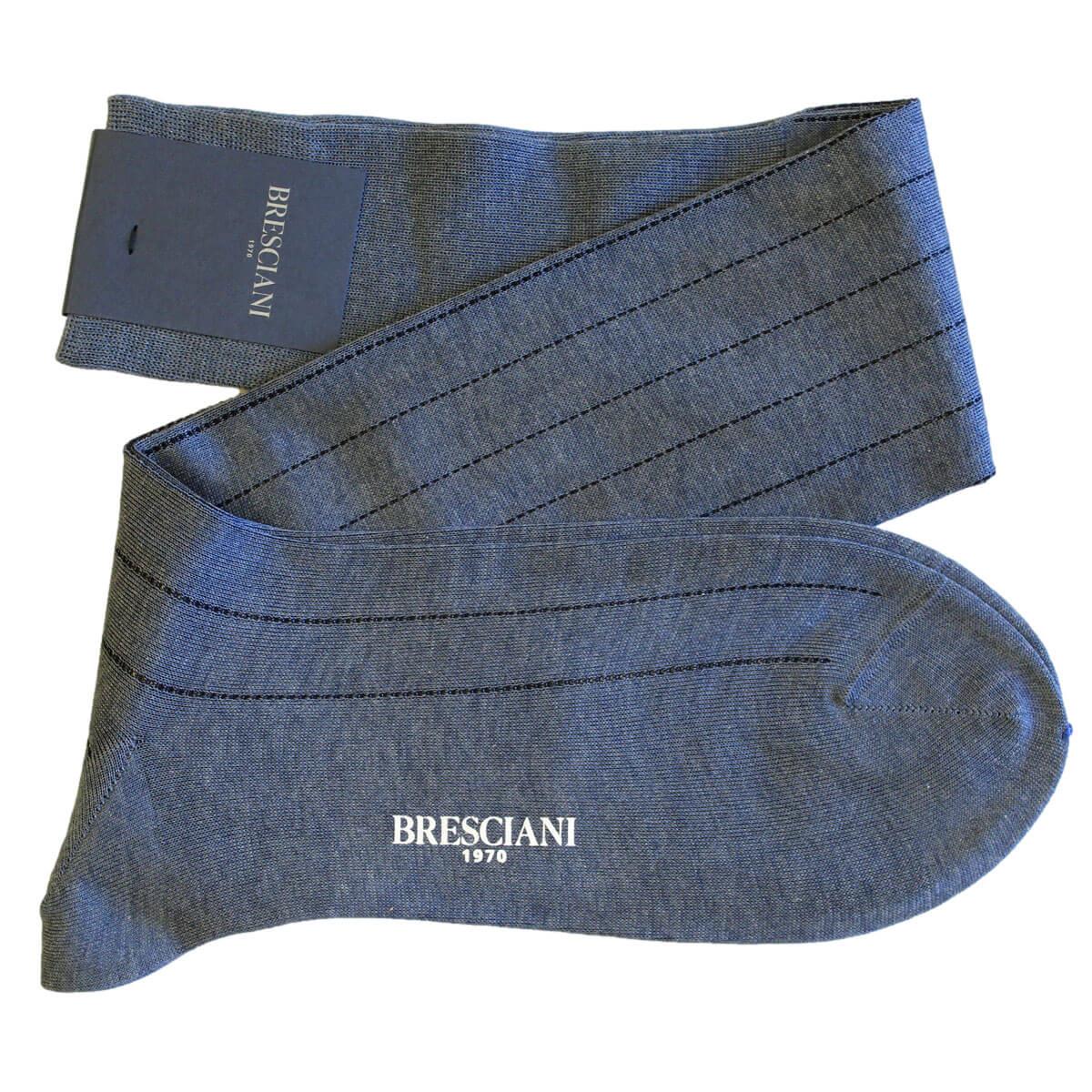 Leone Pinstripe Egyptian Cotton Knee High Socks - Men's-Outlet