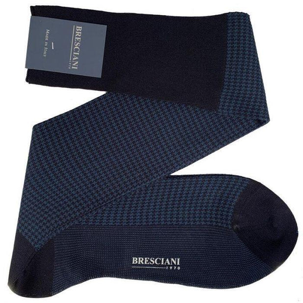 Leo Houndstooth Egyptian Cotton Knee High Socks - Men's