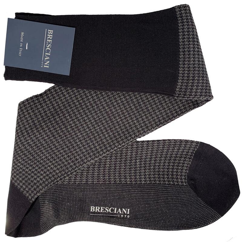Leo Houndstooth Egyptian Cotton Knee High Socks - Men's