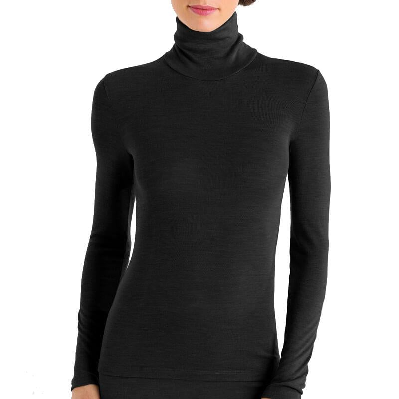 Woolen Silk Turtle Neck Shirt - Women's