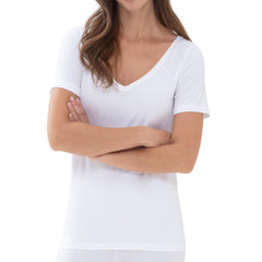 Superfine Organic Cotton V-Neck Short Sleeve Top - Women's