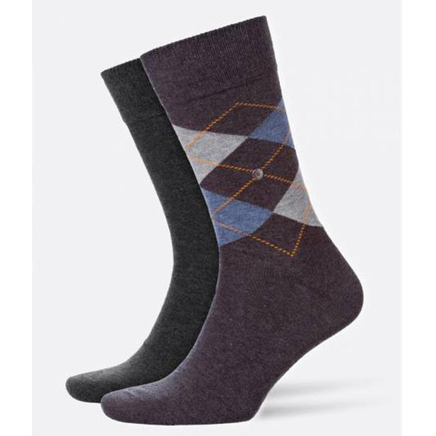 Everyday 2 Pack Argyle & Plain Socks - Men's