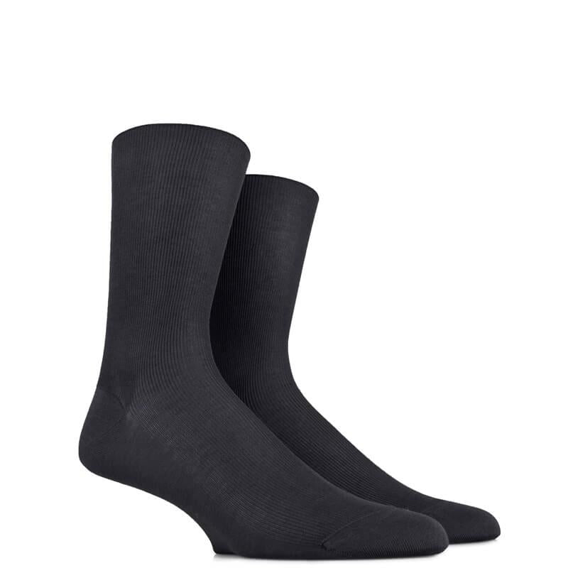 Fil d'Ecosse Fine Ribbed Comfort Socks - Men's