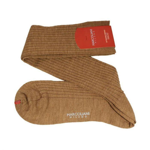 Extra Fine Merino Wool Ribbed Knee High Dress Socks - Men's