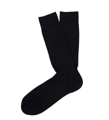 Extra Fine Merino Wool Ribbed Mid Calf Dress Socks - Men's