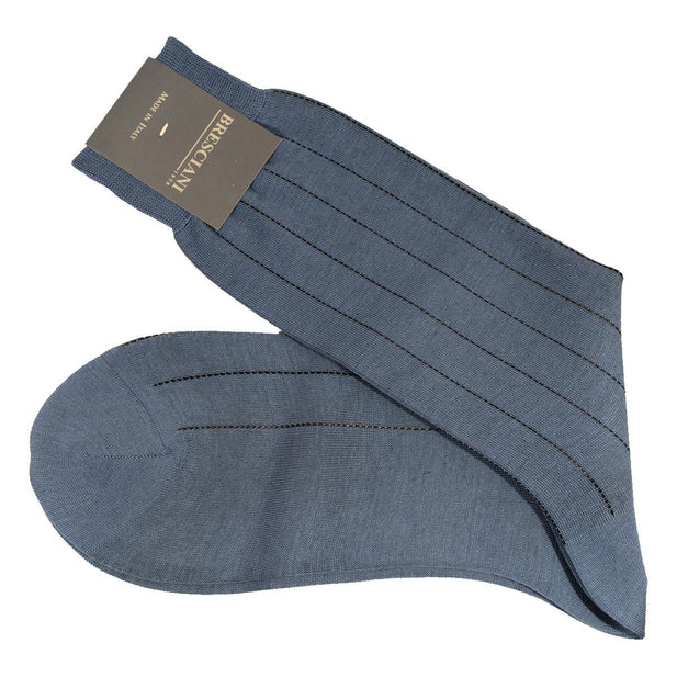 Leone Pinstripe Egyptian Cotton Mid Calf Socks - Men's