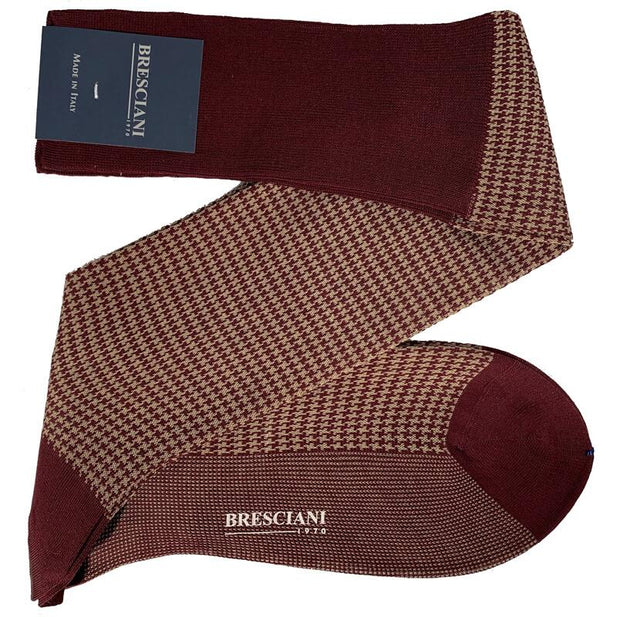 Leo Houndstooth Egyptian Cotton Knee High Socks - Men's