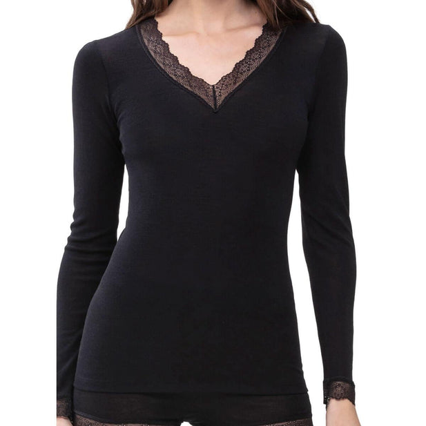 Silk Touch Wool Long Sleeve Top - Women's