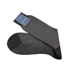 Leo Houndstooth Egyptian Cotton Socks - Men's