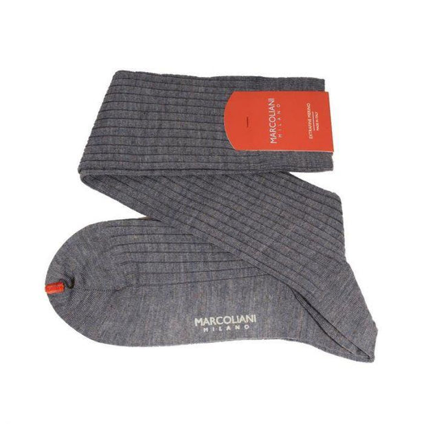 Extra Fine Merino Wool Ribbed Knee High Dress Socks - Men's