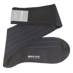 Leone Pinstripe Egyptian Cotton Knee High Socks - Men's-Outlet