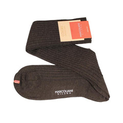 Extra Fine Merino Wool Ribbed Knee High Dress Socks - Men's