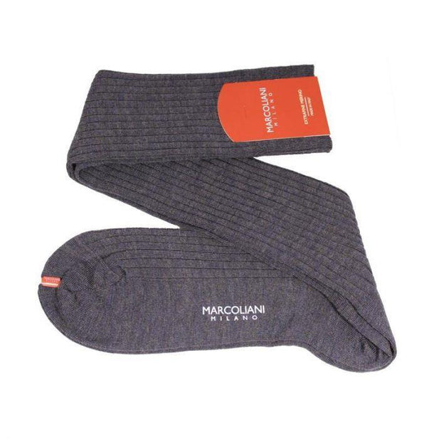 Extra Fine Merino Wool Ribbed Knee High Dress Socks - Men's