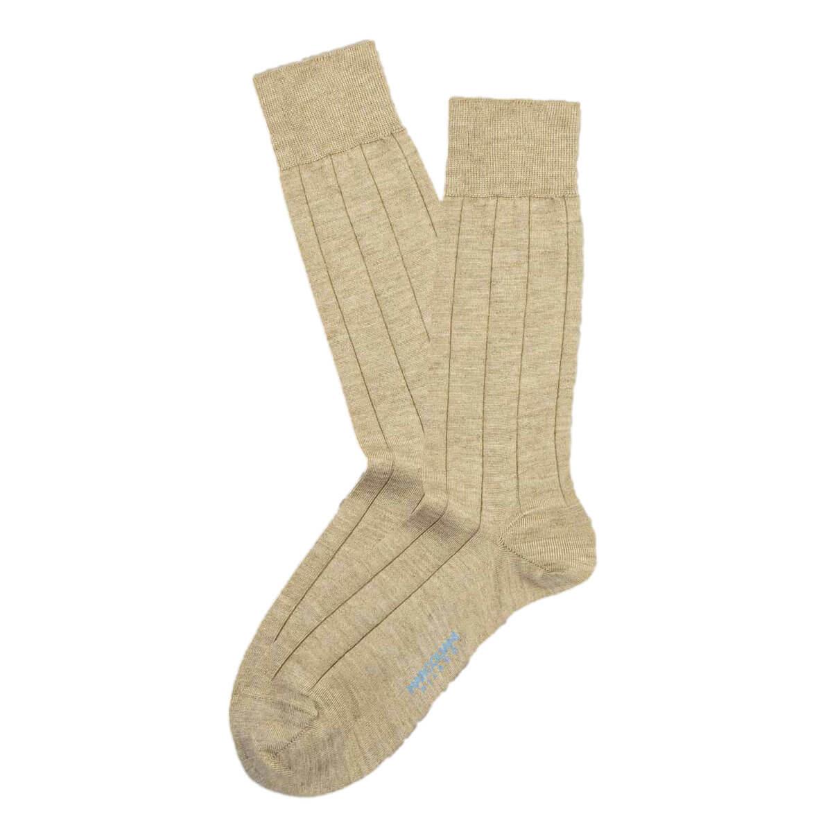 Light Cashmere Ribbed Mid Calf Dress Socks - Men's-Outlet