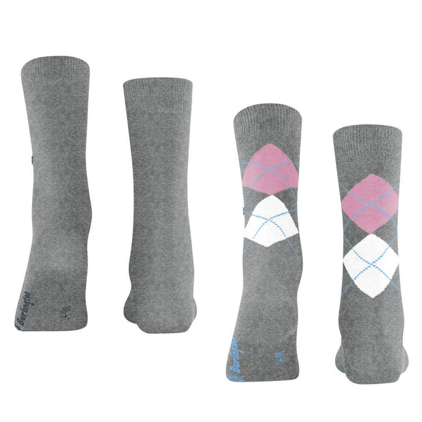 Everyday 2 Pack Argyle & Plain Socks - Women's
