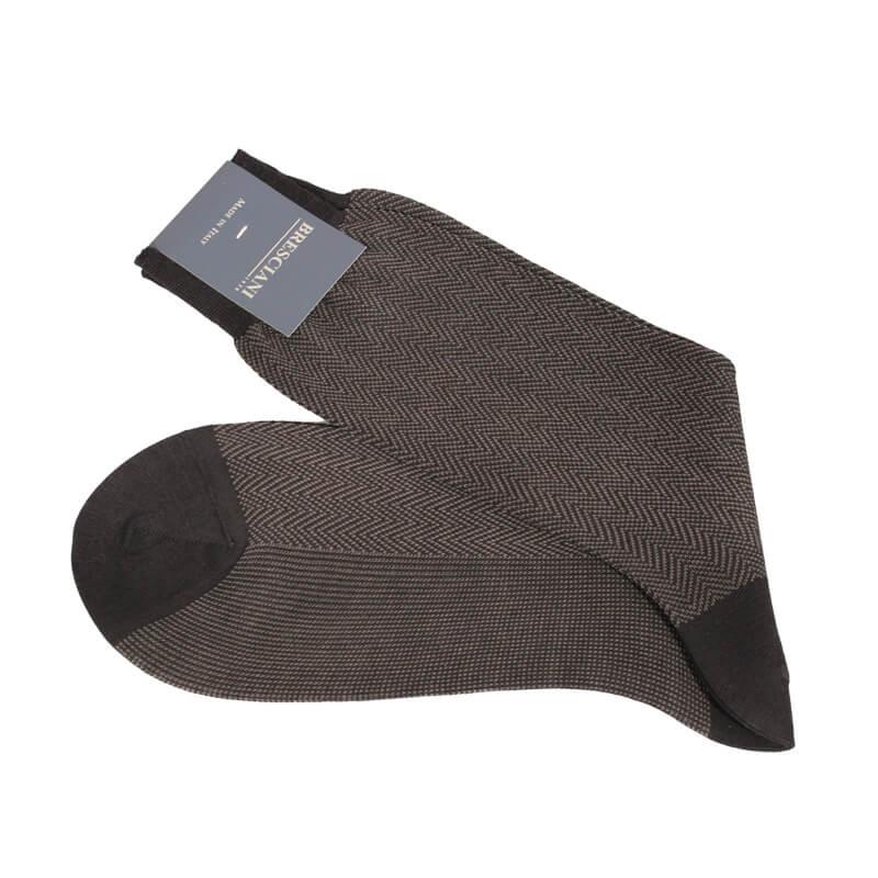 Giulio Herringbone Egyptian Cotton Mid Calf Socks - Men's