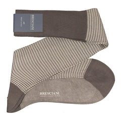 Leo Houndstooth Egyptian Cotton Knee High Socks - Men's