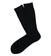 Extra Fine Merino Wool Ribbed Mid Calf Dress Socks - Men's
