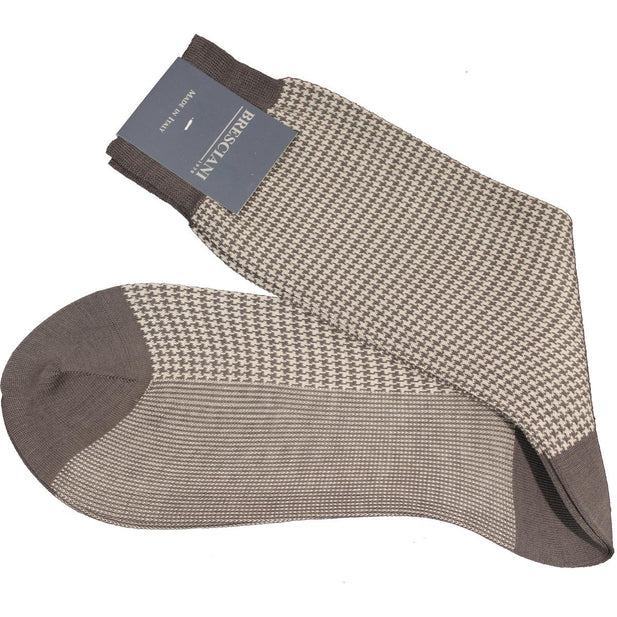 Leo Houndstooth Egyptian Cotton Socks - Men's