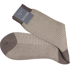 Leo Houndstooth Egyptian Cotton Socks - Men's