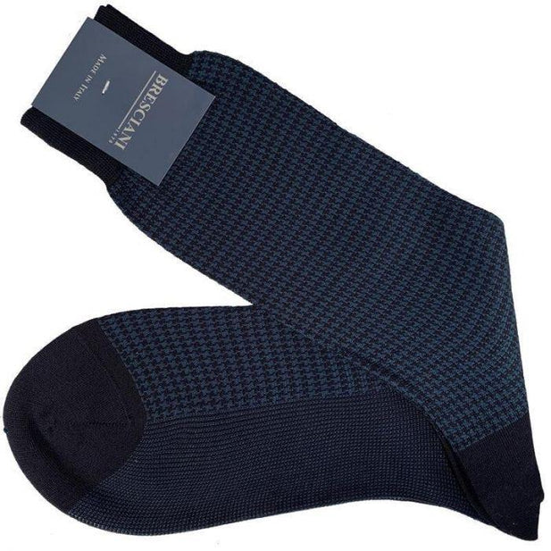 Leo Houndstooth Egyptian Cotton Socks - Men's