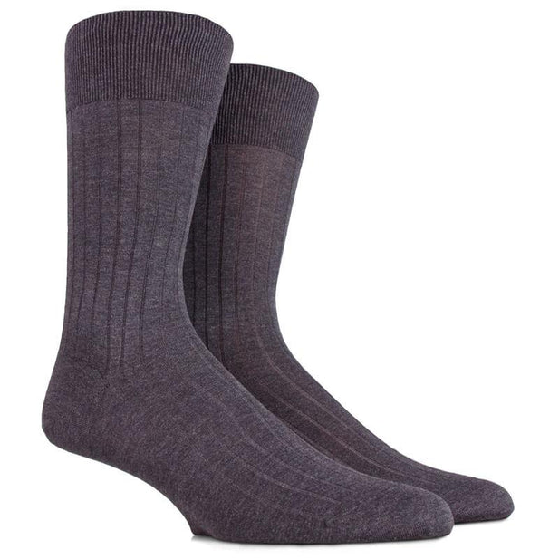 Pur Fil d'Ecosse Mid-Calf Ribbed Socks - Men's - Outlet