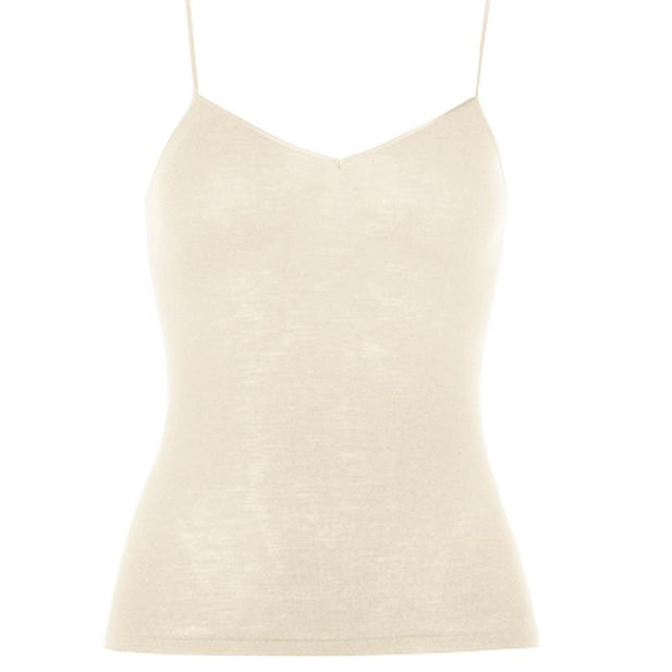 Women's mulesing-free merino wool undershirt short sleeves deep scoop neck  off-white