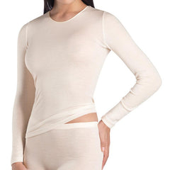 Woolen Silk Round Neck Long Sleeve T-Shirt - Women's
