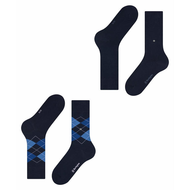 Everyday 2 Pack Argyle & Plain Socks - Men's