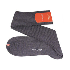 Extra Fine Merino Wool Ribbed Knee High Dress Socks - Men's