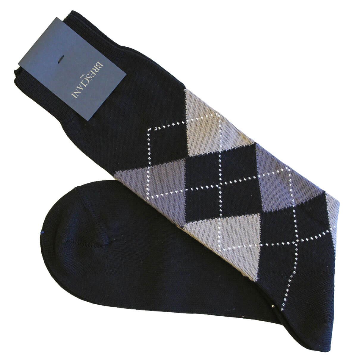 Argyle Egyptian Cotton Mid Calf Socks - Men's