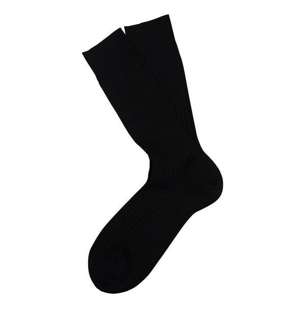 Extra Fine Merino Wool Ribbed Mid Calf Dress Socks - Men's