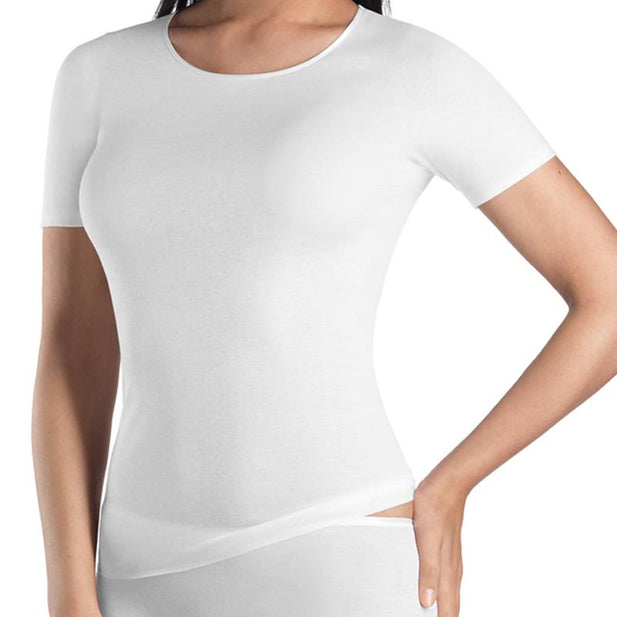 Cotton Seamless Short Sleeve Round Neck Shirt - Women's