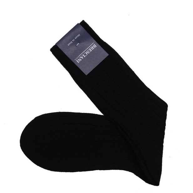 Lupo Merino Wool Blend Ribbed Mid-Calf Socks - Men's