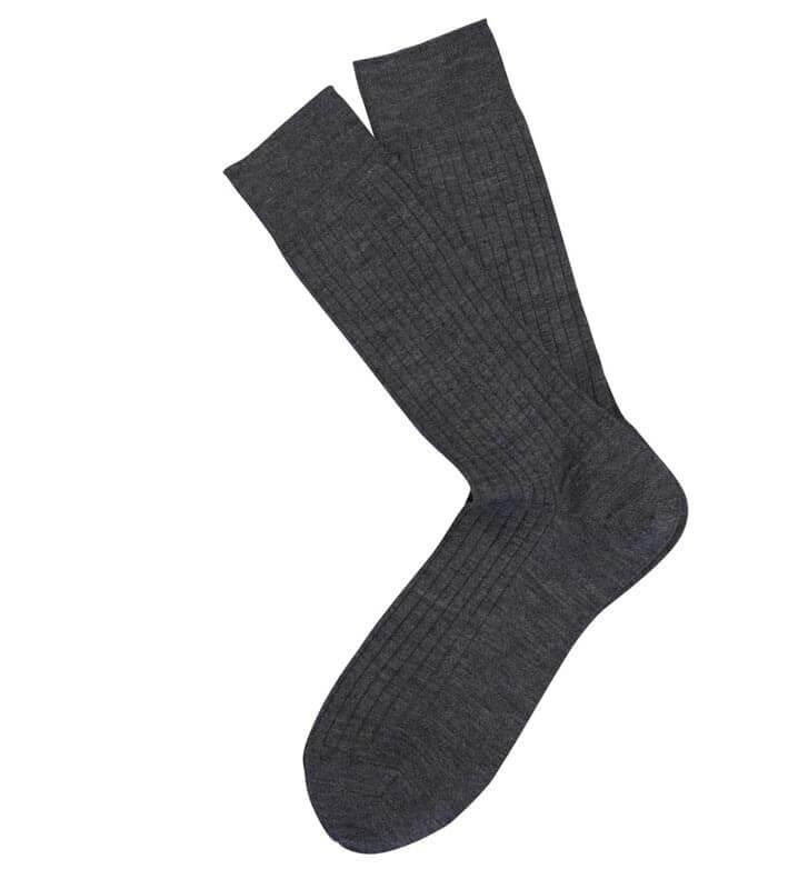 Extra Fine Merino Wool Ribbed Mid Calf Dress Socks - Men's